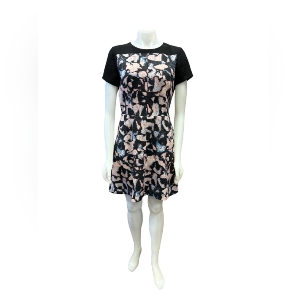 Club Monaco Dress EUC Short Sleeve Mini Black/Pink/Blue Size 8 - Picture 3 of 12